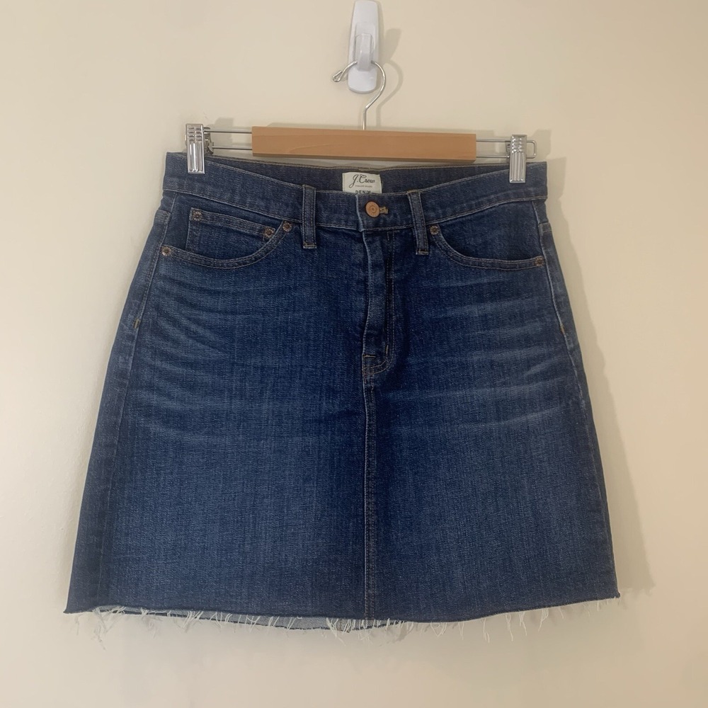 J Crew Womens Denim Mini Skirt 28 Blue Raw Hem Boho Western Festival Y2K‎